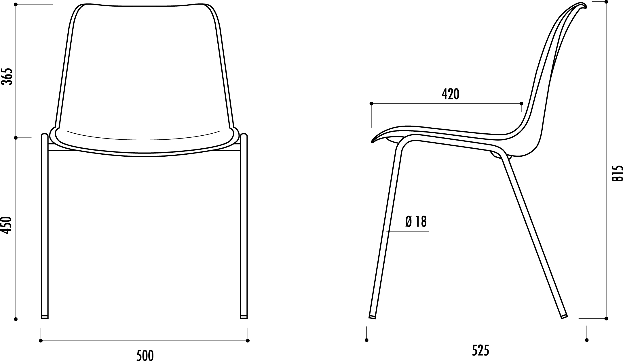 Chaise coque en plastique empilable, chaise coque empilable Hélène